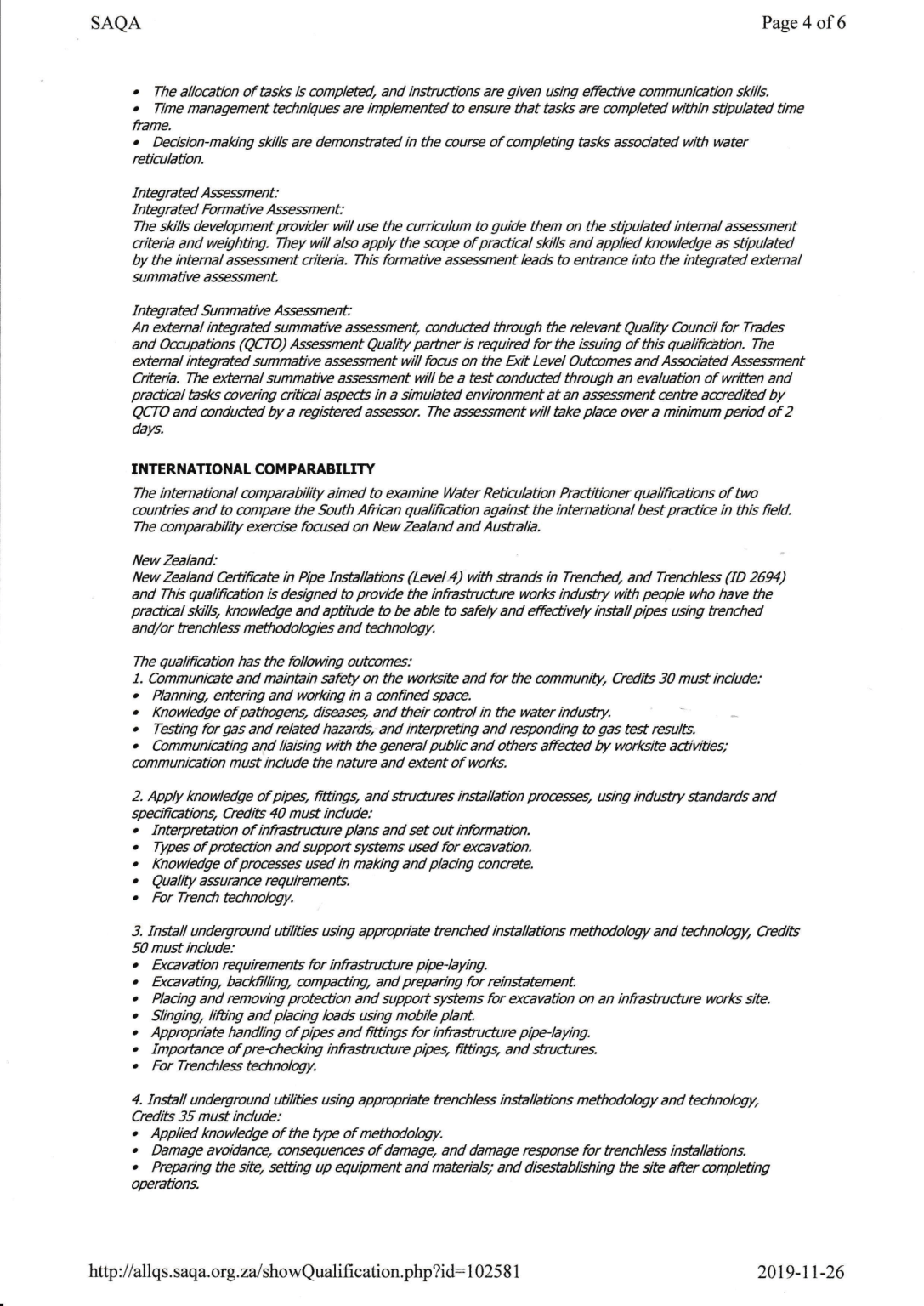Water Reticulation Practitioner - NQF 04-4